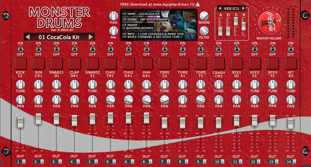 MONSTER Drum O Plugin de Bateria Gratuito com Multi Kit da Agus Hardiman